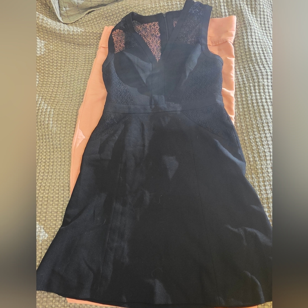 Crepe Lace Combo Neck Fit and Flare